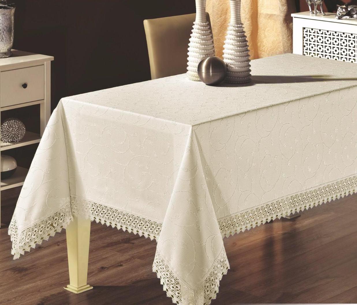 Скатерть с кружевом Maison Royale 160x300 KDK Cream (01MR01P160300K02)