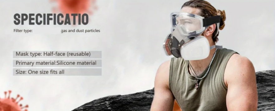 Полумаска респиратор 6200 с фильтрами 6051 с панорамными очками (1701) - фото 12 Полумаска респиратор 6200 с фильтрами 6051 с панорамными очками (1701) - фото 12