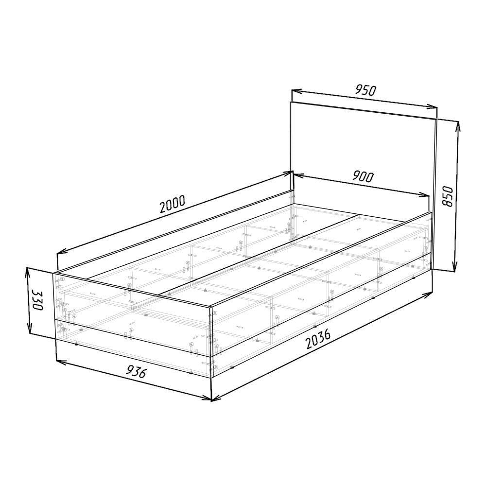 Кровать односпальнаяиз ДСП OSLO 95х203х85 см (000062284) - фото 4 Кровать односпальнаяиз ДСП OSLO 95х203х85 см (000062284) - фото 4