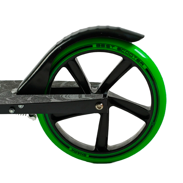 Самокат двоколісний Best Scooter SH-50730/4 SHARK з ручним гальмом/затискач керма/один амортизатор/в коробці/колеса PU 20 см (24996068) - фото 6 Самокат двоколісний Best Scooter SH-50730/4 SHARK з ручним гальмом/затискач керма/один амортизатор/в коробці/колеса PU 20 см (24996068) - фото 6