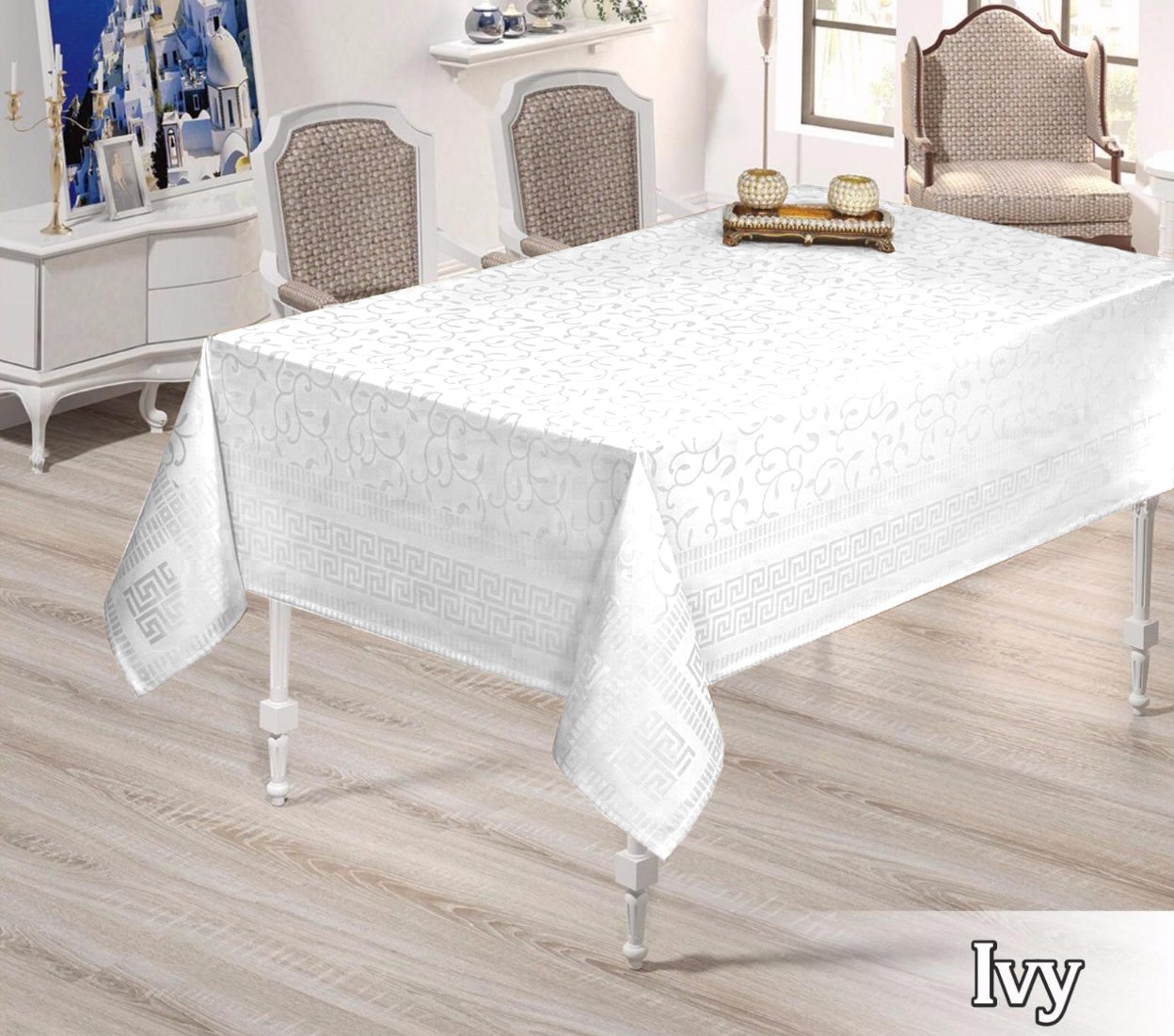 Скатертина тефлон водоотталкивающая Maison Royale 160x300 см Ivy White (01MR06P160300K01)