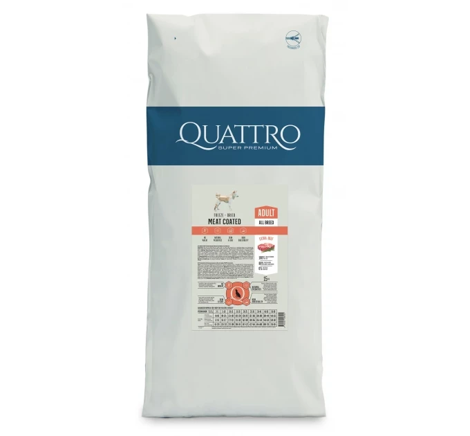 Сухой корм для взрослых собак всех пород Quattro Extra Beef с говядиной 15 кг