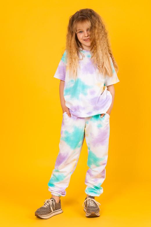 Футболка детская хлопковая для девочки Gabbi Тай Дай 128 см Ментоловый (12861)