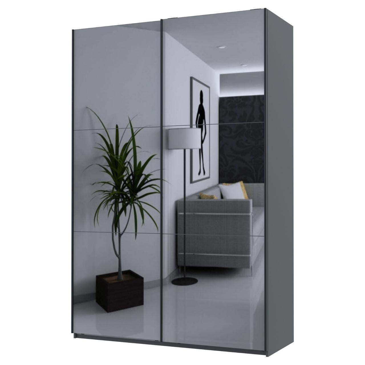 Шкаф-купе Doros G-Caiser 2 Зеркала/3 части 160х60х240 см Антрацит (42005409)