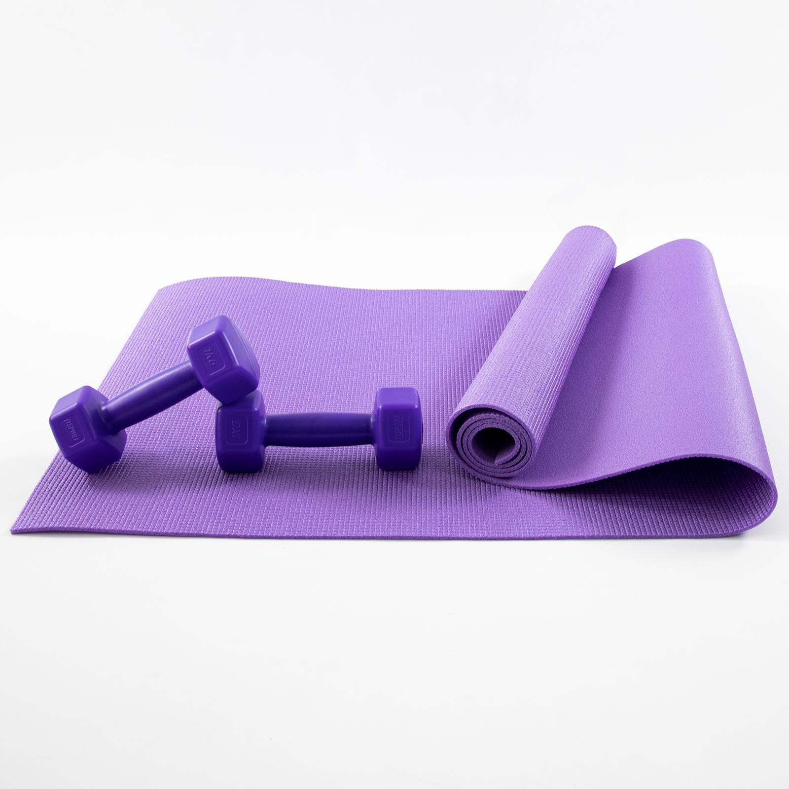 Килимок для йоги та фітнесу та гантелі для фітнесу 2 шт. по 1кг Osport Set 81 Фіолетово-фіолетовий (n-0111) - фото 1 Килимок для йоги та фітнесу та гантелі для фітнесу 2 шт. по 1кг Osport Set 81 Фіолетово-фіолетовий (n-0111) - фото 1