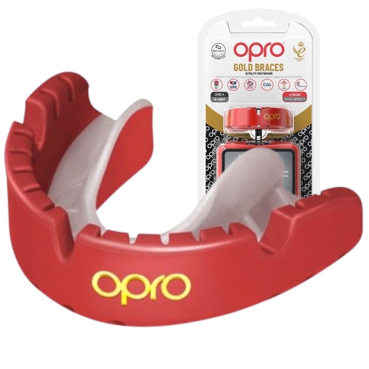 Капа OPRO Gold Braces під брекети доросла Red/Pearl (Gold Braces Red/Pearl)
