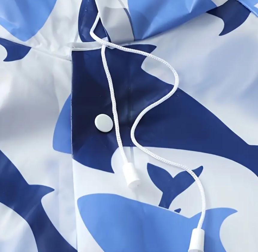 Дощовик-плащ багаторазовий Акули на кнопках з капюшоном універсальний Синій (CH-862Q) - фото 7 Дощовик-плащ багаторазовий Акули на кнопках з капюшоном універсальний Синій (CH-862Q) - фото 7