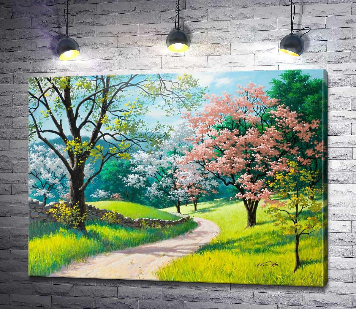 Картина ArtPoster Тропинка в цветущем весеннем саду 130x97 см Модуль №1 (003912)