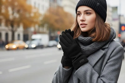 Перчатки женские сенсорные замшевые M/8 Черный (R2-83)