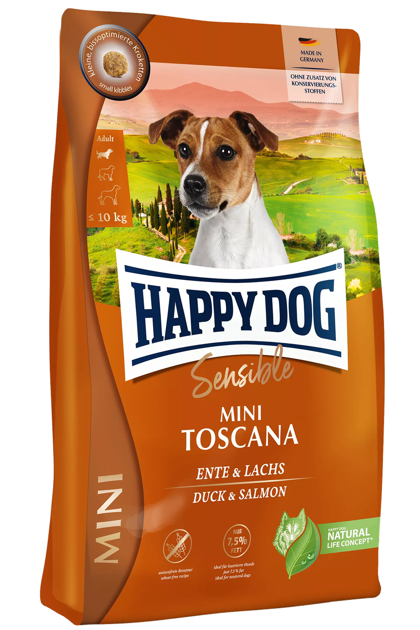 Корм сухой Happy Dog Sensible Mini Toscana 800 г для собак мелких пород с уткой и лососем (61236) - фото 1