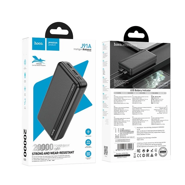 Повербанк Hoco J91A 20000 mAh Black (957365) - фото 4