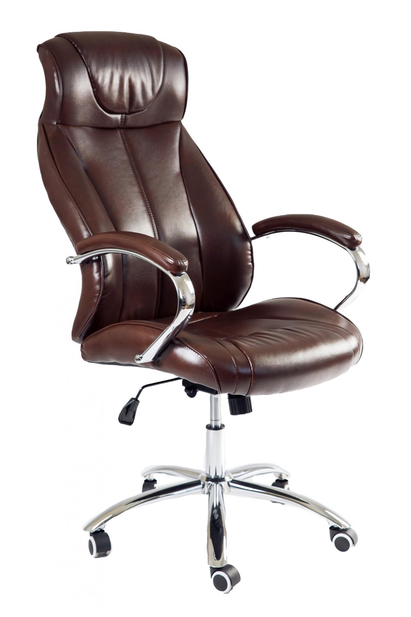 Крісло офісне комп'ютерне SolomonDesign хром Anyfix екошкіра Коричневий