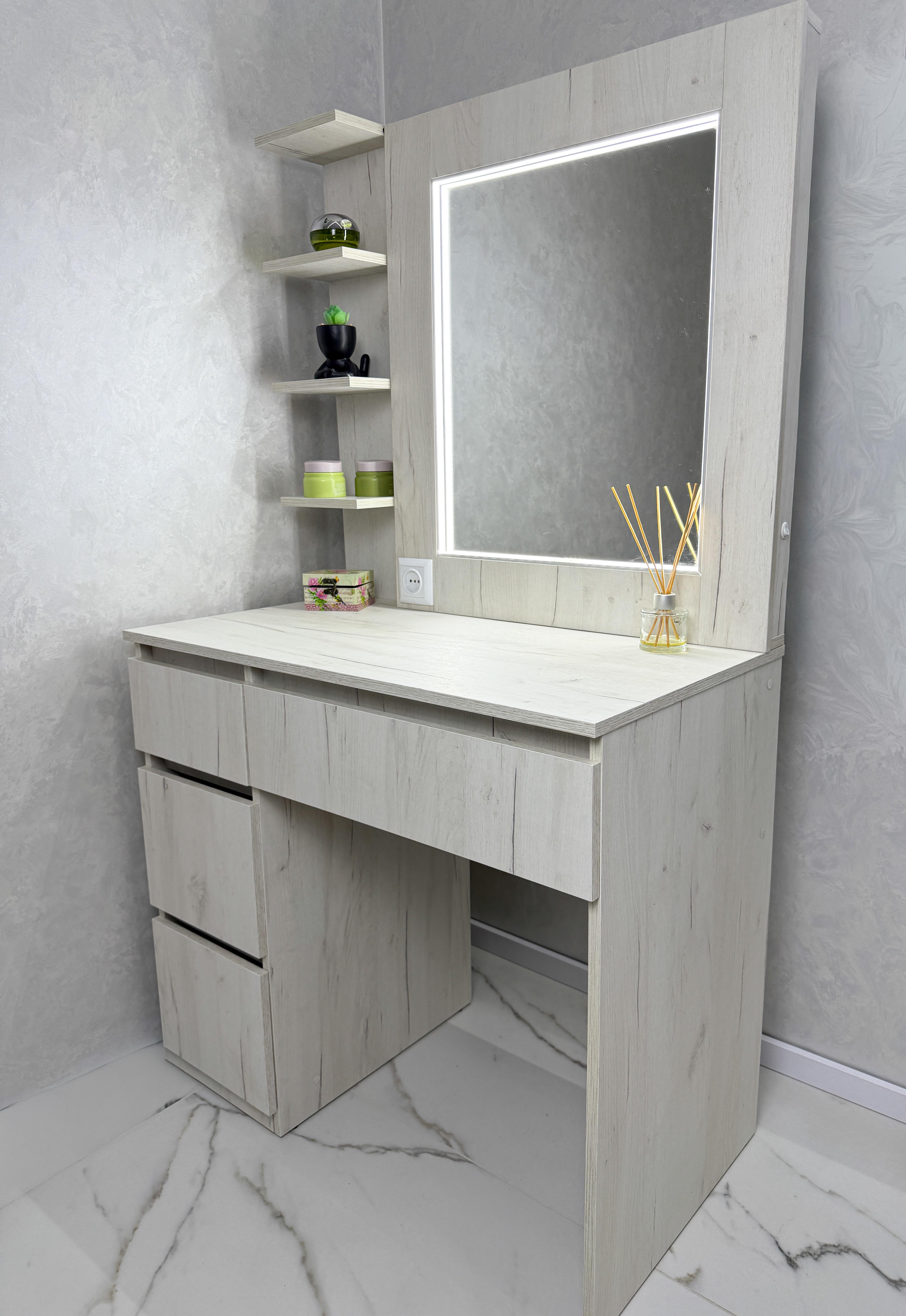 Туалетний столик з LED-підсвіткою STPP4L 900x500x1600 мм Дуб Крафт Білий