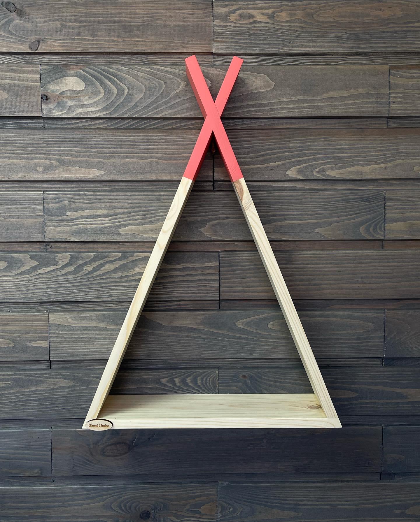 Настінна поличка вігвам 48х35х8см Дерево/Рожевий - фото 1 Настінна поличка вігвам 48х35х8см Дерево/Рожевий - фото 1