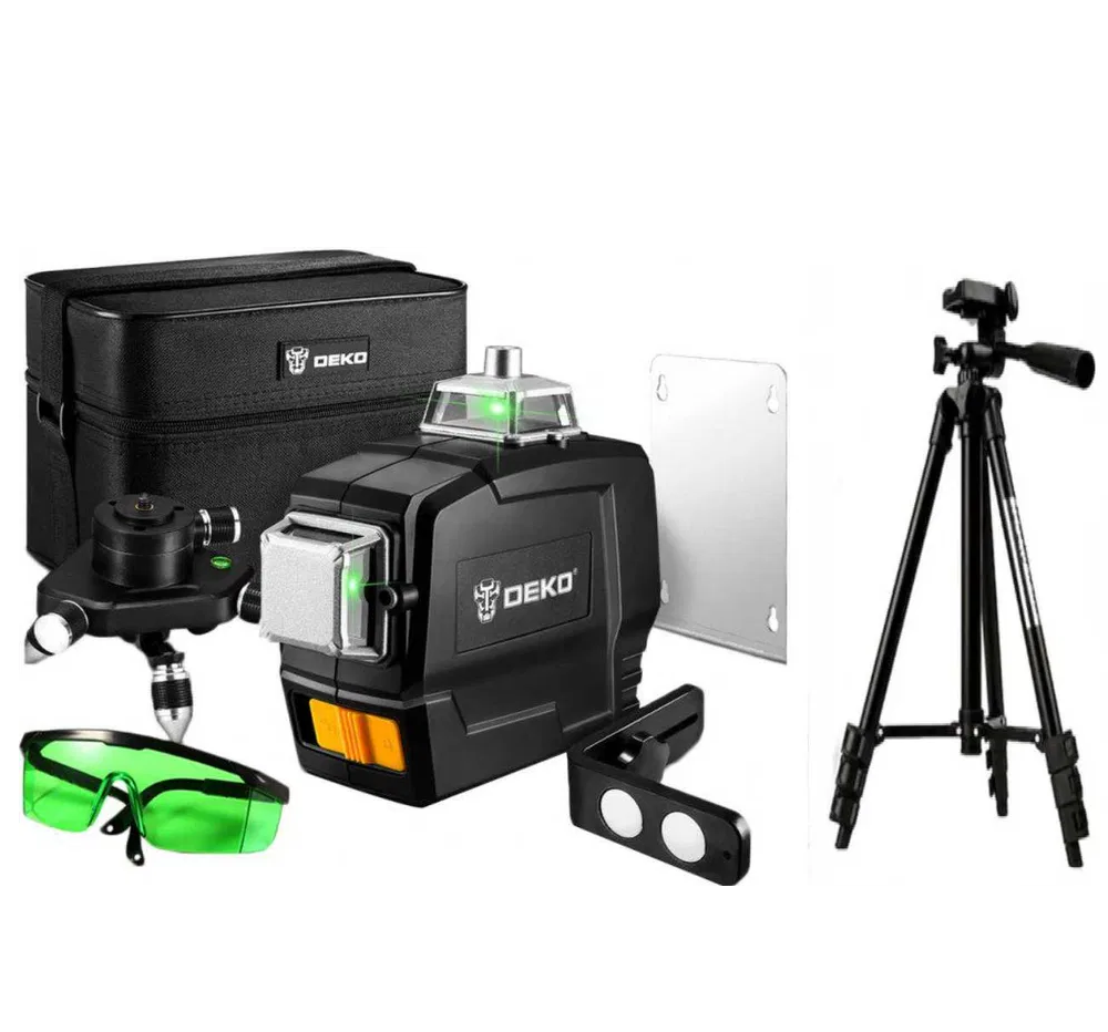 Лазерный уровень DEKO 3D Hilda XEAST Fukuda 12 линий/штатив 1,02 м луч Зеленый (718528)