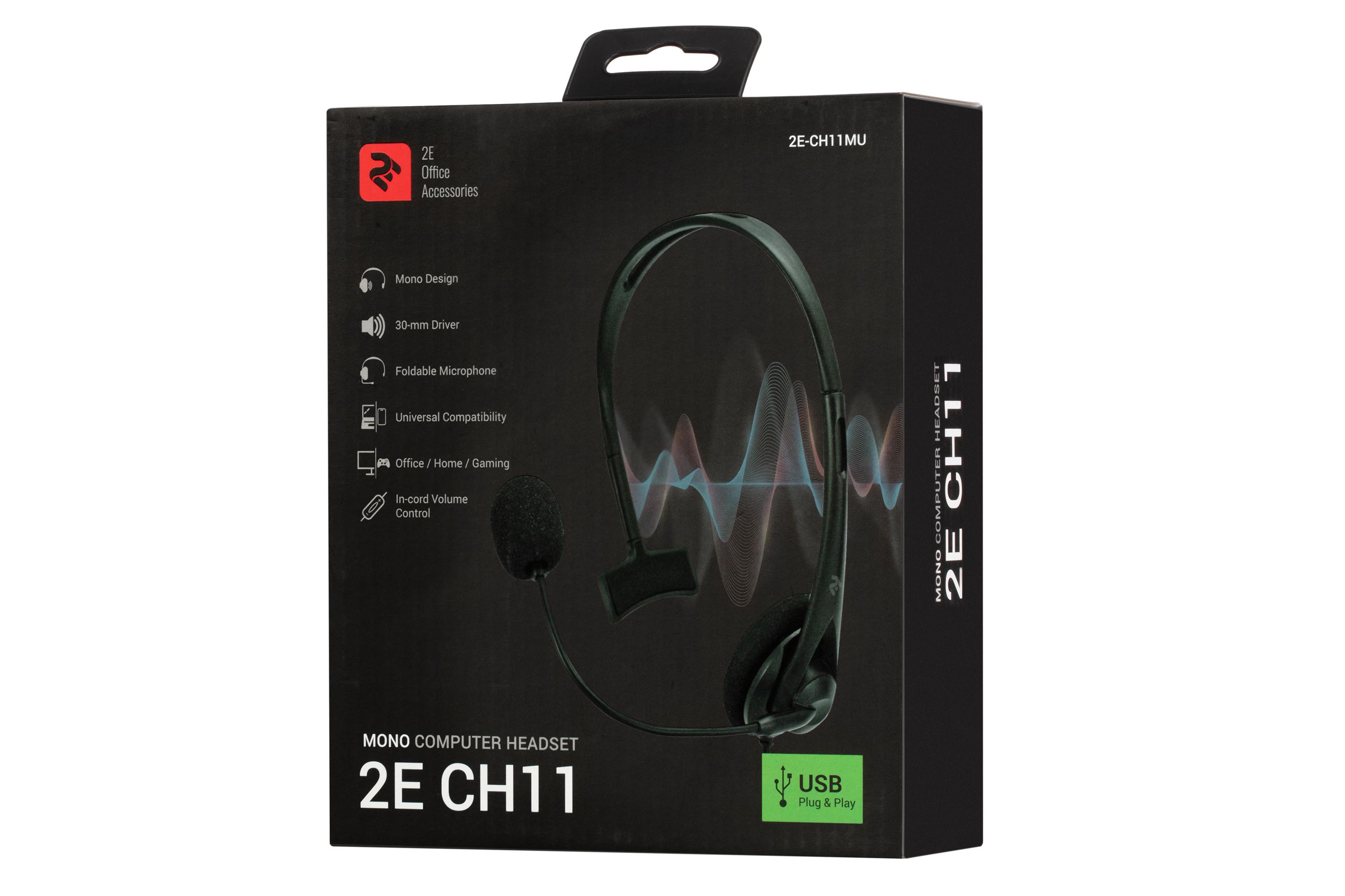 Гарнитура 2E On-ear CH11 проводная с USB микрофон 2 м Черный (620695) - фото 2 Гарнитура 2E On-ear CH11 проводная с USB микрофон 2 м Черный (620695) - фото 2