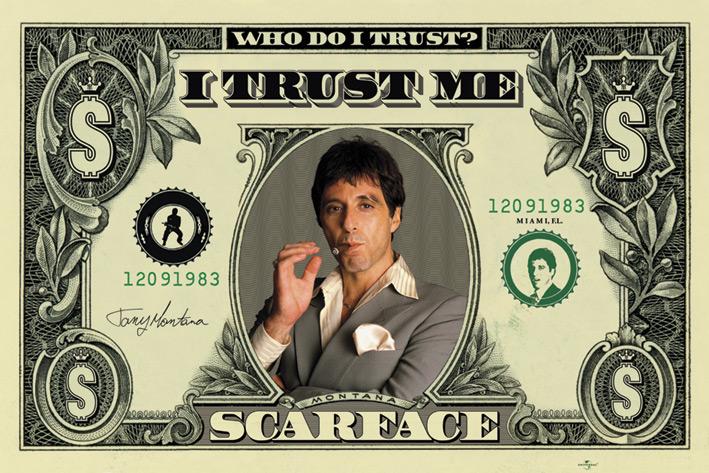 Постер плакат Обличчя Зі Шрамом Долар/Scarface Dollar 61x91,5 см