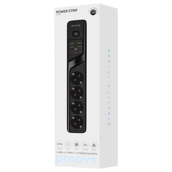 Подовжувач Proove Power Socket P-04 4 розетки/4 USB/2 Type-C 2 м 10A Black (P-04) - фото 7 Подовжувач Proove Power Socket P-04 4 розетки/4 USB/2 Type-C 2 м 10A Black (P-04) - фото 7
