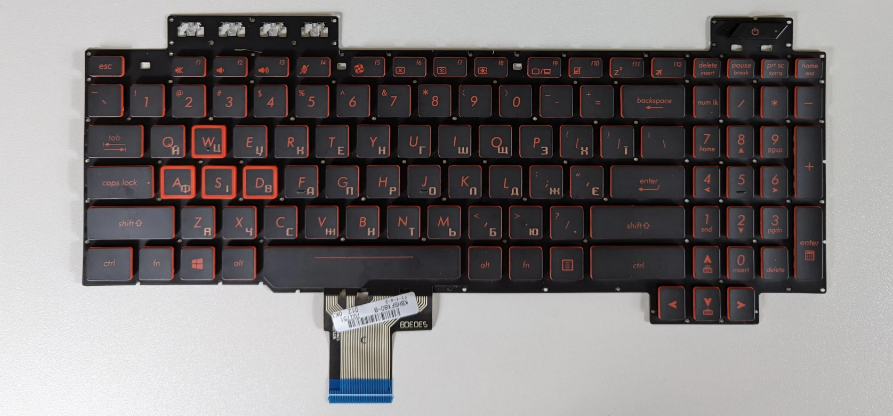 Клавіатура для ноутбука з підсвічуванням Asus FX504/FX505/FX705/GL504/GL703/FX80/FX80GE/FX86/FX86S/FX86F Red (K563)