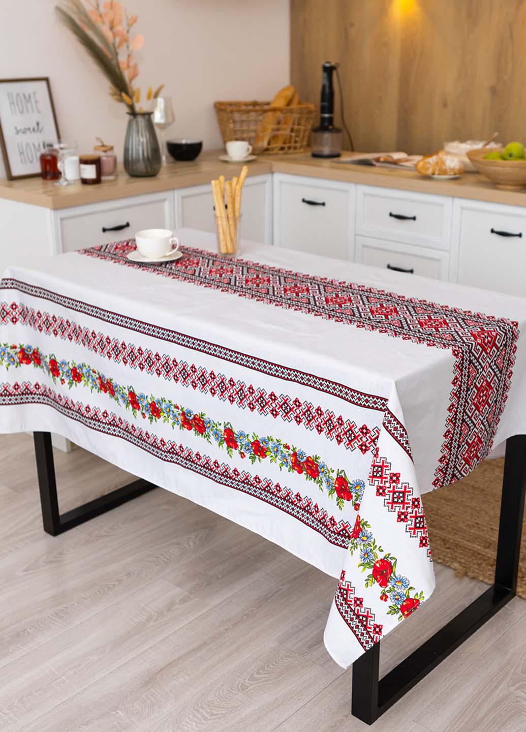 Скатерть хлопковая Буковина кухонный стол 1,5х1,1 м Красный (бчр11)