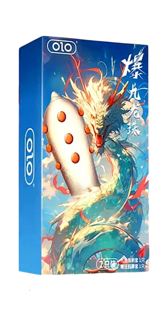Презервативи OLO Nine Dragon 1 презерватив із шипом та 1 ультратонкий презерватив (OLO206820)