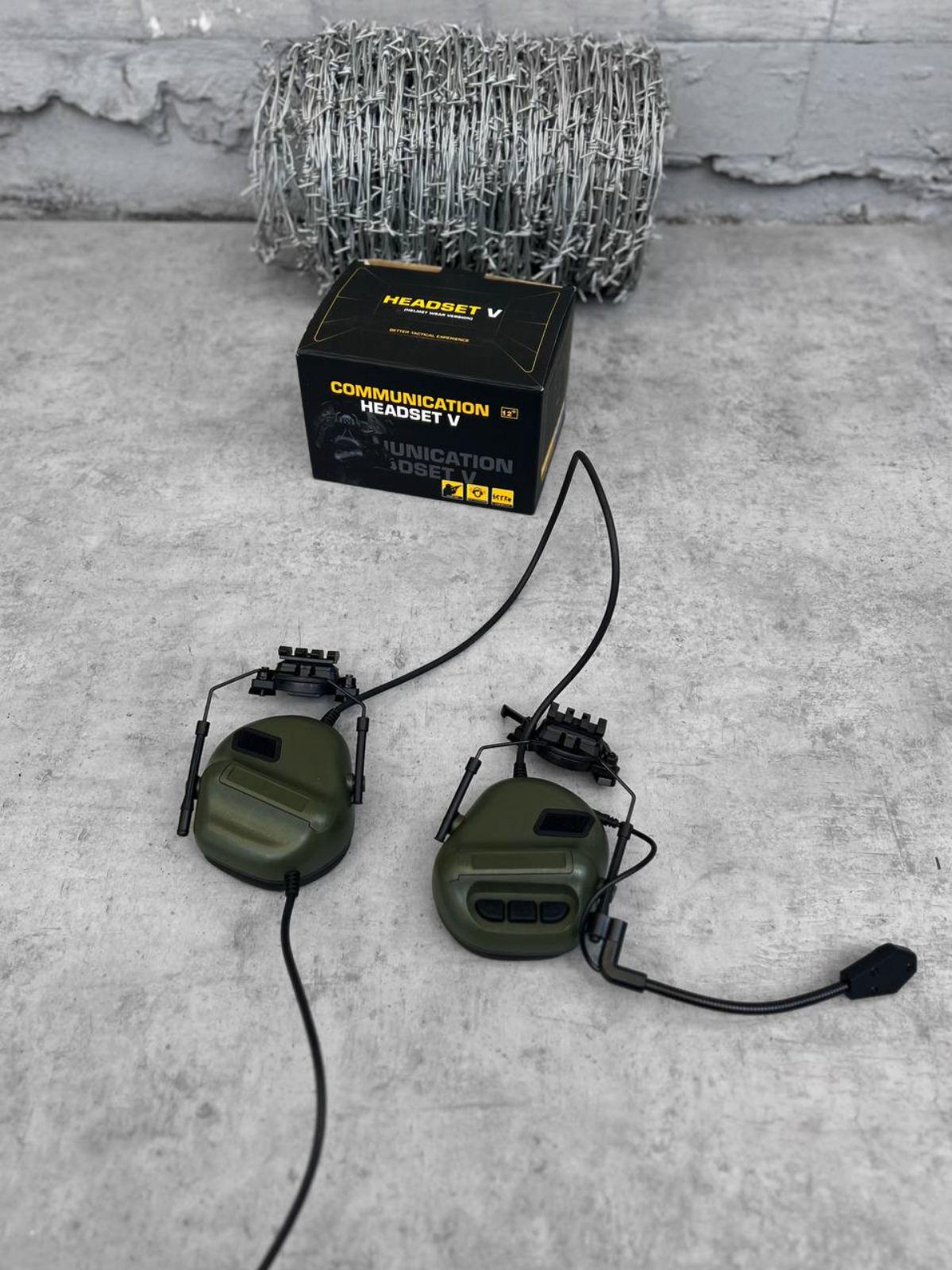 Навушники активні з мікрофоном на шолом Headset V ВТ6010 Olive - фото 3