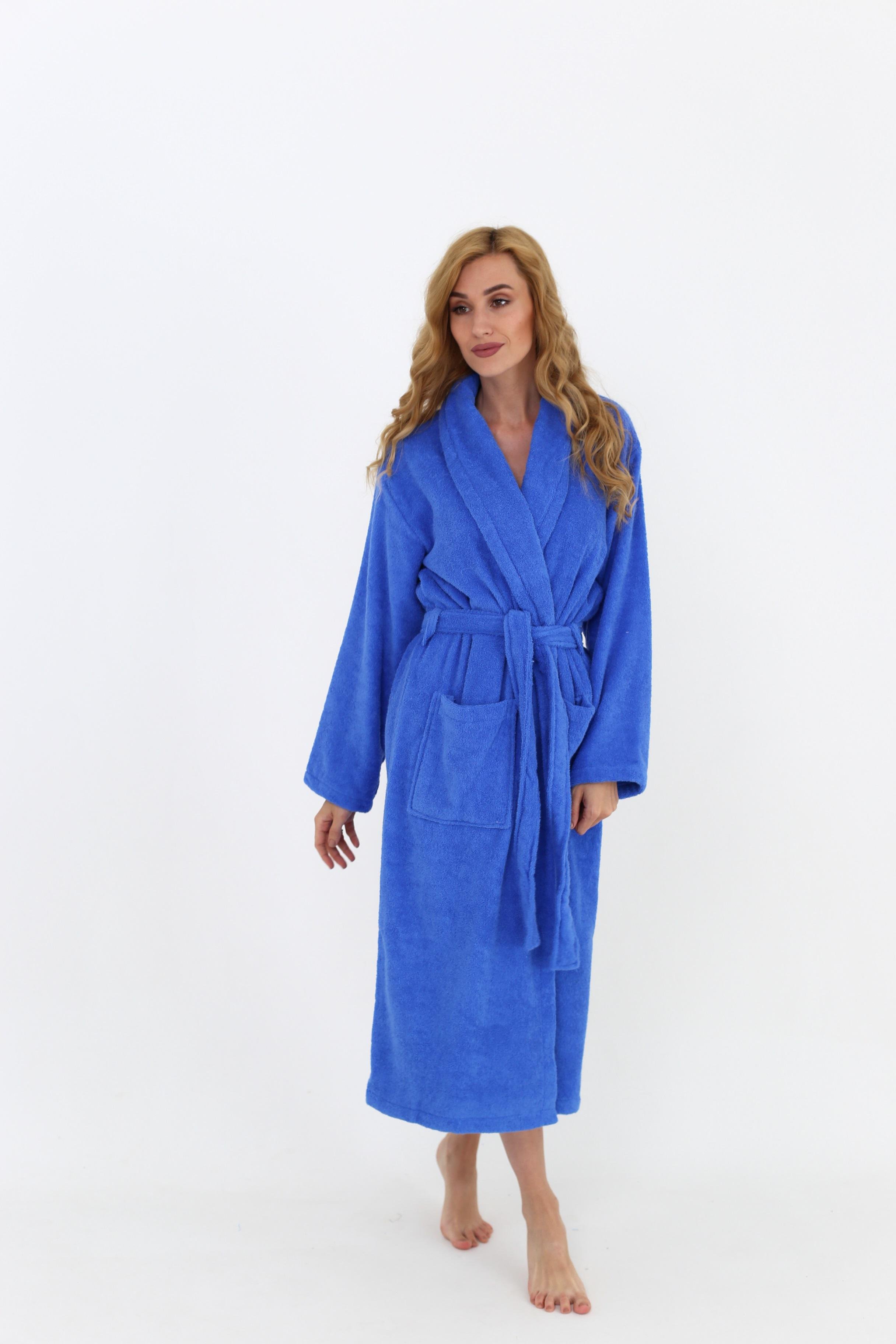Халат женский махровый 100% хлопок S Синий (8045514) Халат женский махровый 100% хлопок S Синий (8045514)