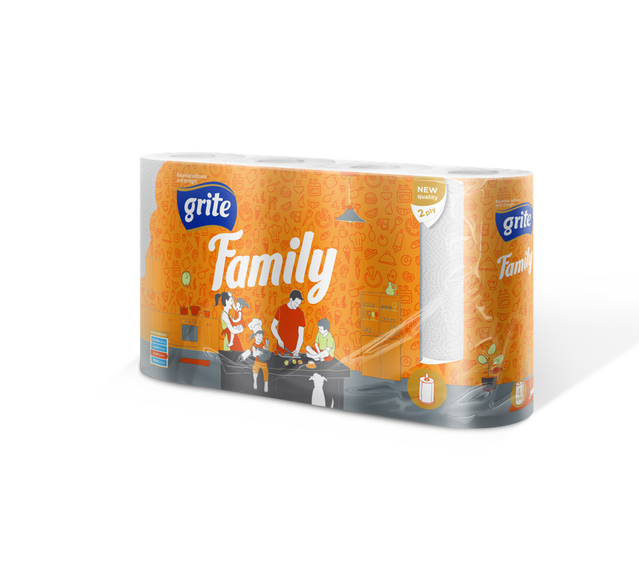 Рушники паперові Grite Family 14,94 м 2 шари 4 рулони (3RFAMI2204)