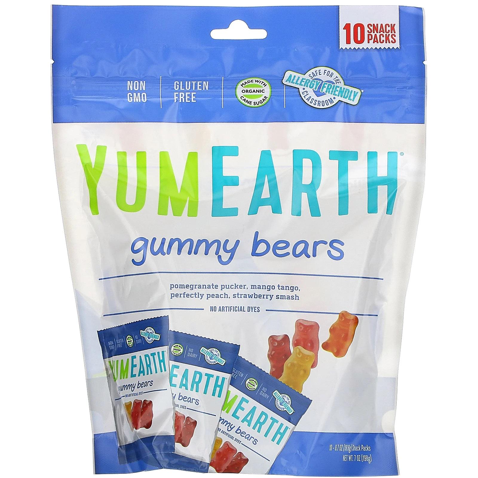 Жевательные органические конфеты YumEarth Мишки микс вкусов 10 снеков 198 г