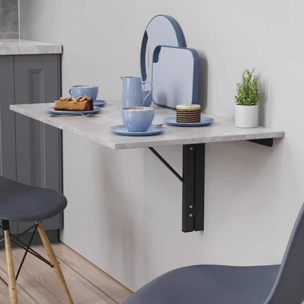 Обеденный стол-трансформер настенный Ferrum-decor Ника металл/ДСП 16 мм 420x900x500 мм Черный/Бетон (FRD-105170) Обеденный стол-трансформер настенный Ferrum-decor Ника металл/ДСП 16 мм 420x900x500 мм Черный/Бетон (FRD-105170)