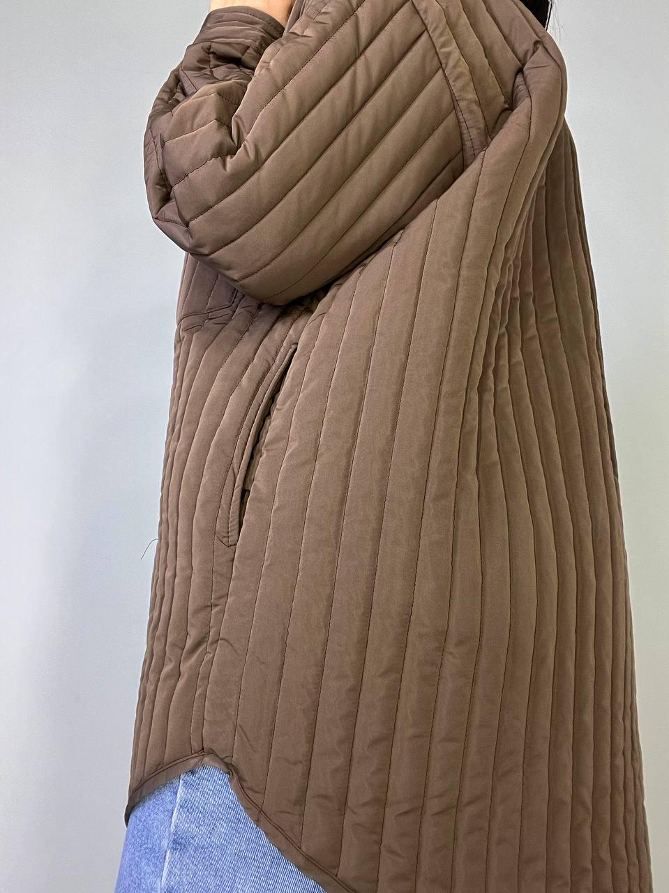 Куртка женская LADY YEP 9089 рубашка удлиненная стеганая демисезонная OS Коричневый (3722) - фото 10 Куртка женская LADY YEP 9089 рубашка удлиненная стеганая демисезонная OS Коричневый (3722) - фото 10