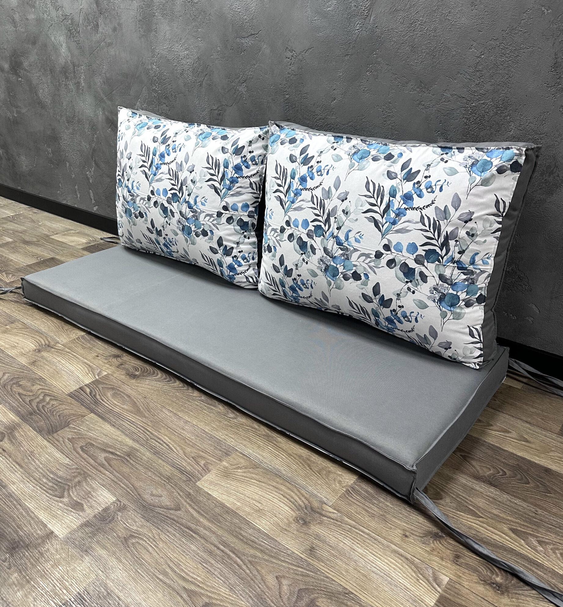 Комплект матрас Comfort Home Eucalyptus с подушками на поддоны/качели/каркасы/садовая мебель 160х60х40х10 см Серый