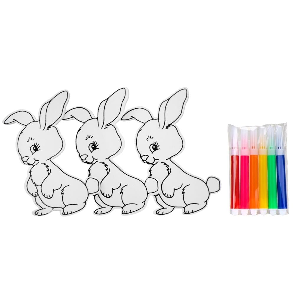 Набор зайчат с фломастерами Раскраска 3 шт (.(9109-079)