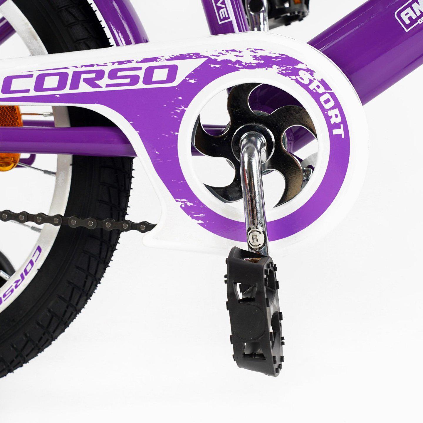 Велосипед двоколісний Corso MAXIS 16" для дівчинки з кошиком та багажником Фіолетовий - фото 4