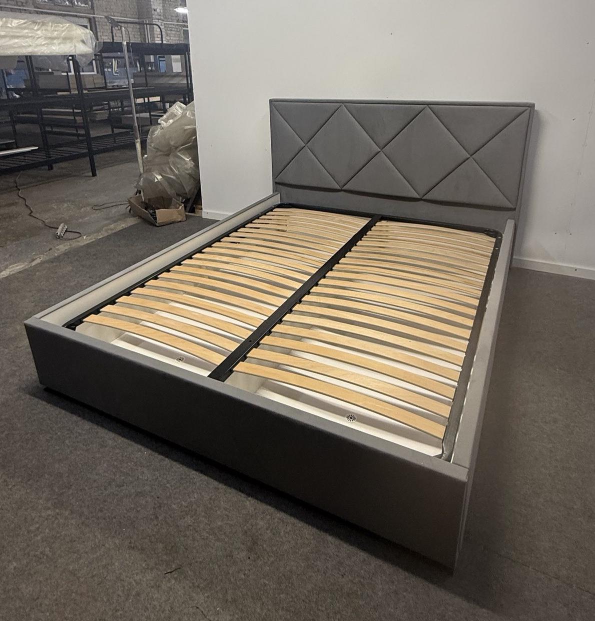 Кровать с подъемным механизмом ADS Mebli Делано 160х200 см велюр Zenit 27 Серый (30376505) - фото 6