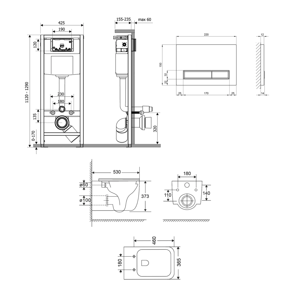 Унітаз підвісний Q-tap ​​Gemini Ultra Quiet QT2533076EUQMB + Nest/комплект інсталяції 4в1 QT0133M425+QT0111M08V1384W - фото 2