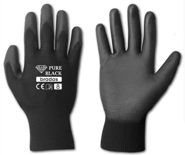 Перчатки защитные Bradas Pure полиуретан р. 7 Black (28903)