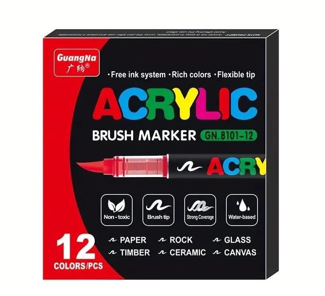 Набор маркеров для рисования Guangna акриловые водостойкие 12 цветов (06-117)