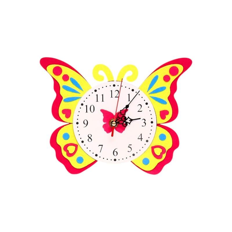Часы детские настенные Бабочка 23x18 см аппликация из фетра (3229) Часы детские настенные Бабочка 23x18 см аппликация из фетра (3229)