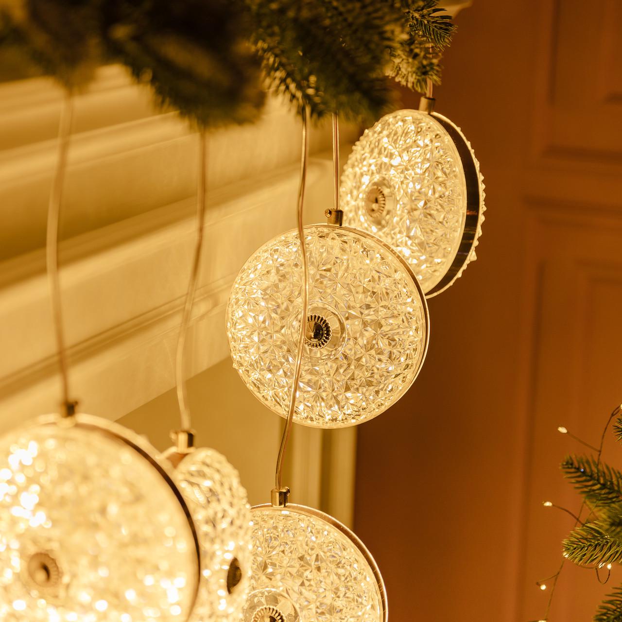 Гірлянда штора 3 м із 6 круглими фігурками теплий Жовтий - фото 8 Гірлянда штора 3 м із 6 круглими фігурками теплий Жовтий - фото 8