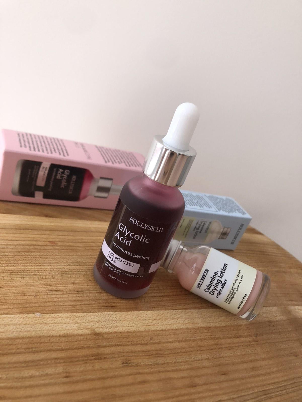 Кислотна пілінг-сироватка та локальний засіб від прищів та почервонінь Hollyskin (004)