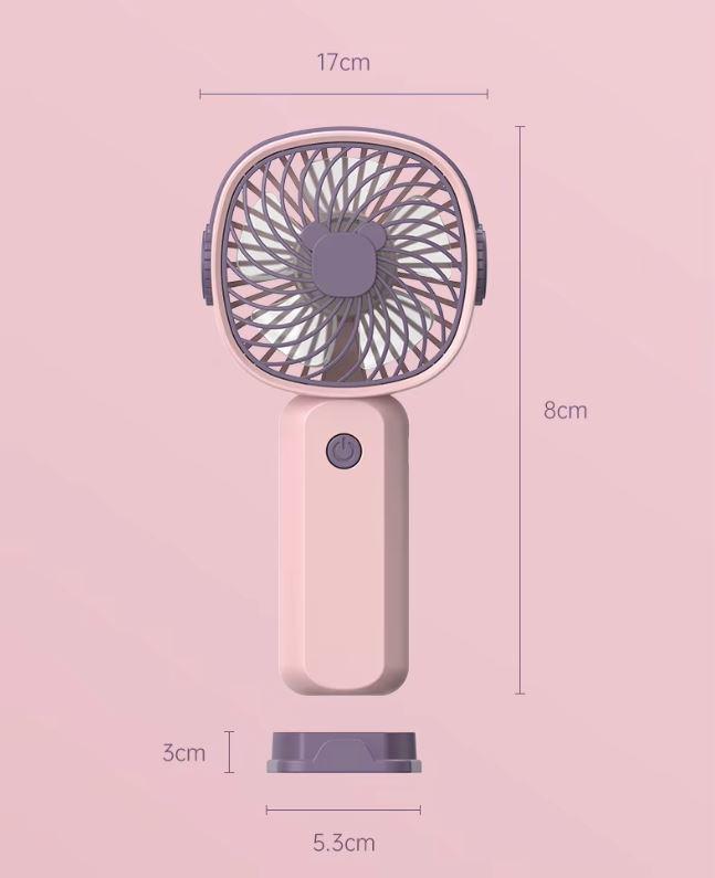 Вентилятор мини ручной LY-838 от USB с подставкой Розовый - фото 3