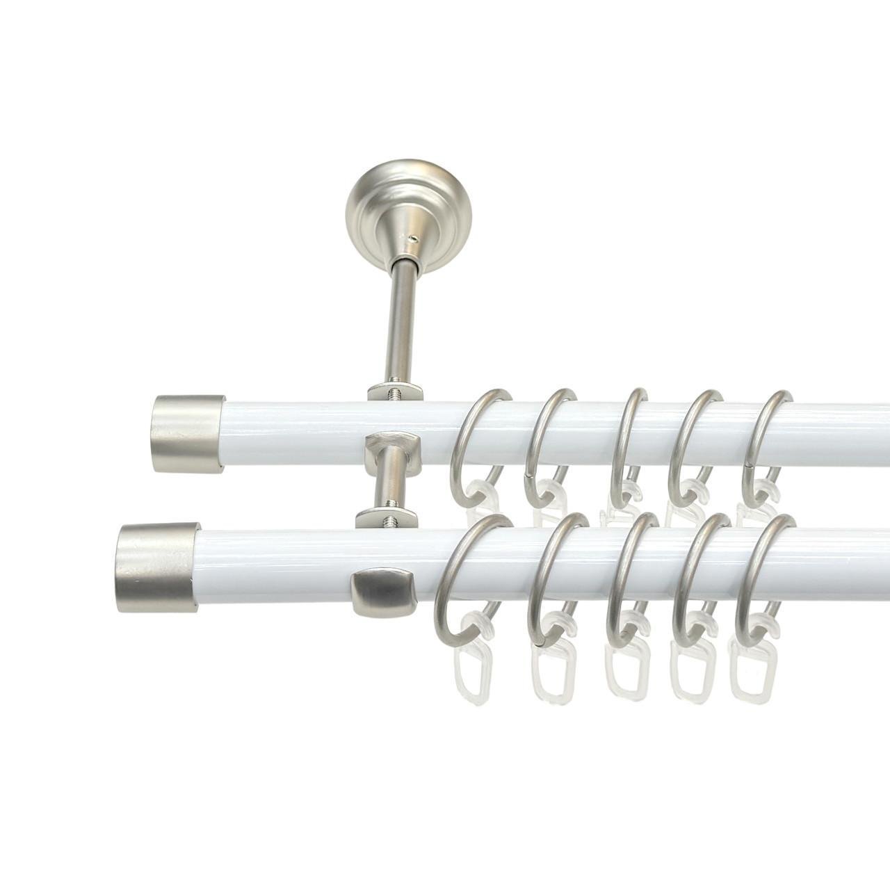 Карниз трубчатый двухрядный Orvit Заглушка 19/19 мм 300 см Белый/Сатин (009-0973) - фото 1