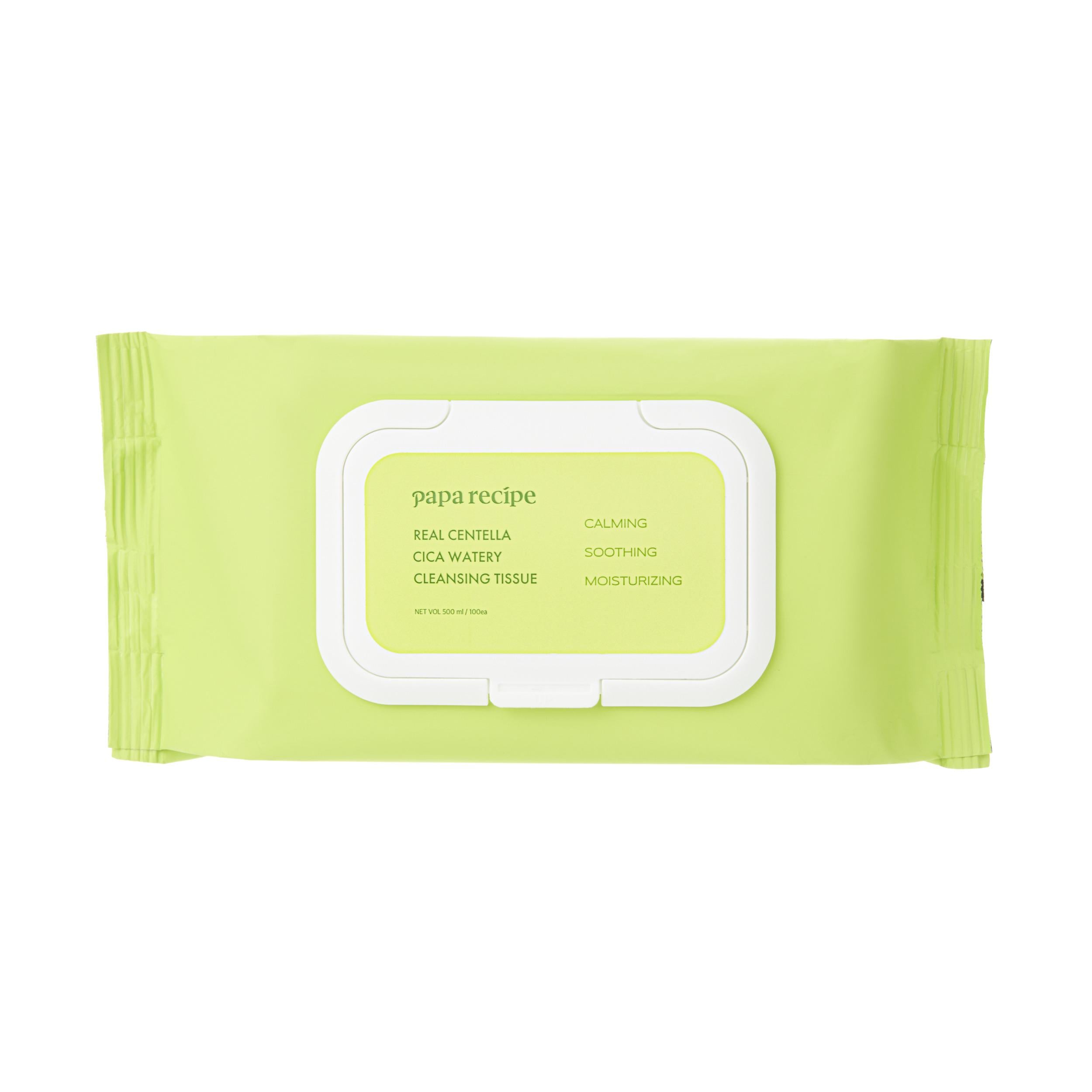 Салфетки с экстрактом центеллы очистительные Papa Recipe Real Centella Cica Watery Cleansing Tissue 100 pcs