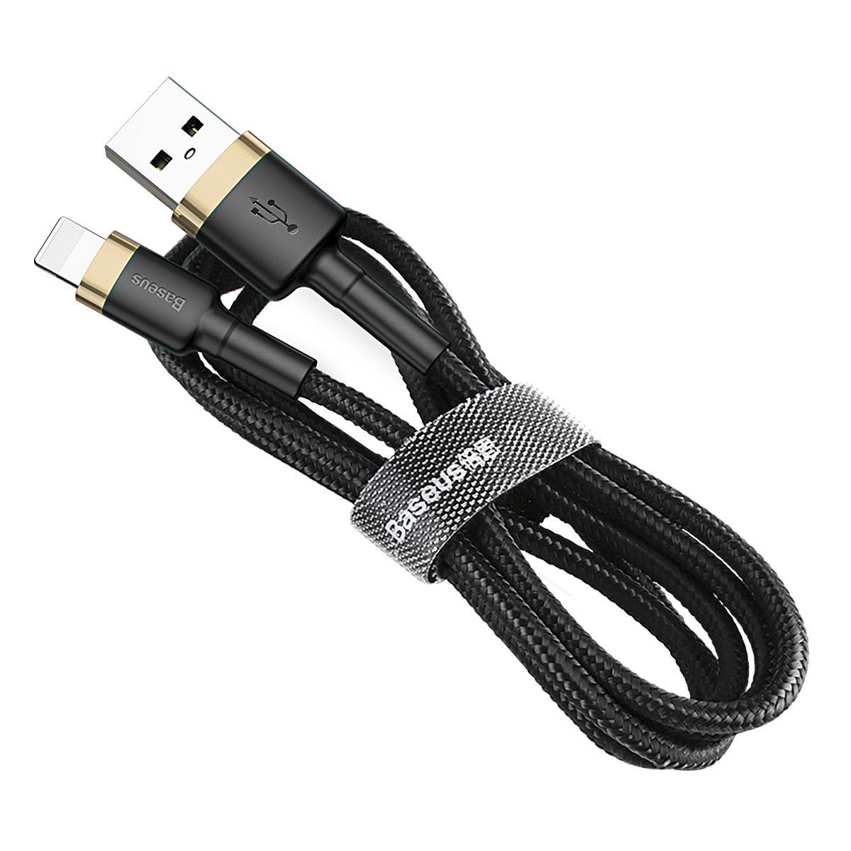 Кабель Baseus Cafule Cable USB For Lightning 2,4 A 1 м Gold/Black - фото 1