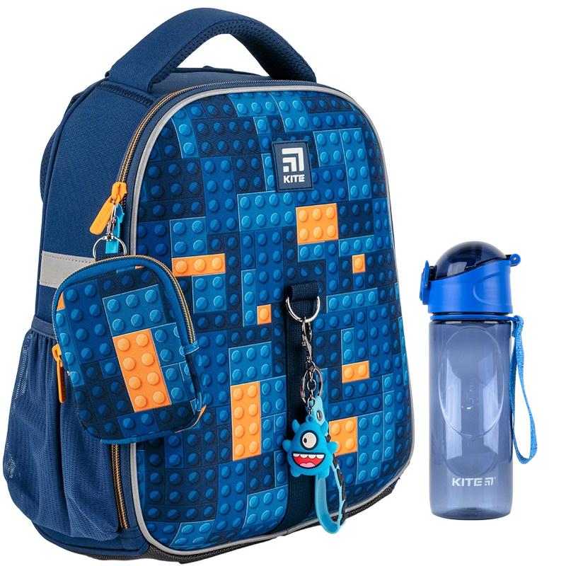 Рюкзак школьный каркасный Kite Education Blocks с бутылочкой для воды (202453)