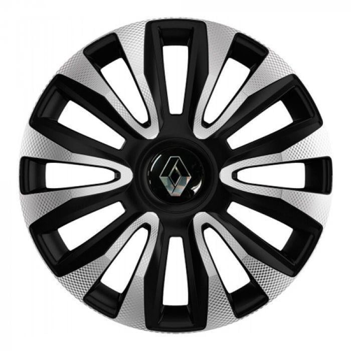 Колпаки для колес 4 Racing Avalon Carbon R13 с логотипом 4 шт. Silver/Black Renault