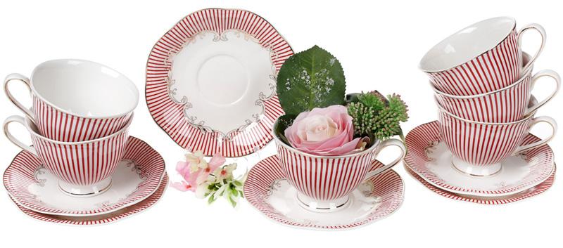 Чайний порцеляновий сервіз Версаль Фрагонар 6 чашок 250 мл і 6 блюдець Ø 15 см (BD-572-151) - фото 2