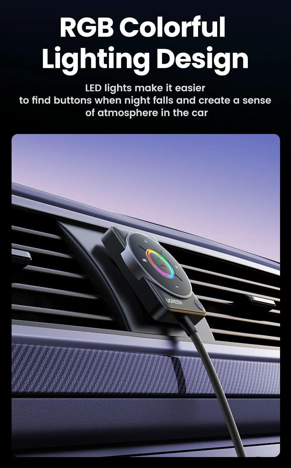 Адаптер UGREEN Bluetooth 5.4 приймач USB-AUX/3,5 мм minijack з мікрофоном RGB Чорний (35002) - фото 14 Адаптер UGREEN Bluetooth 5.4 приймач USB-AUX/3,5 мм minijack з мікрофоном RGB Чорний (35002) - фото 14