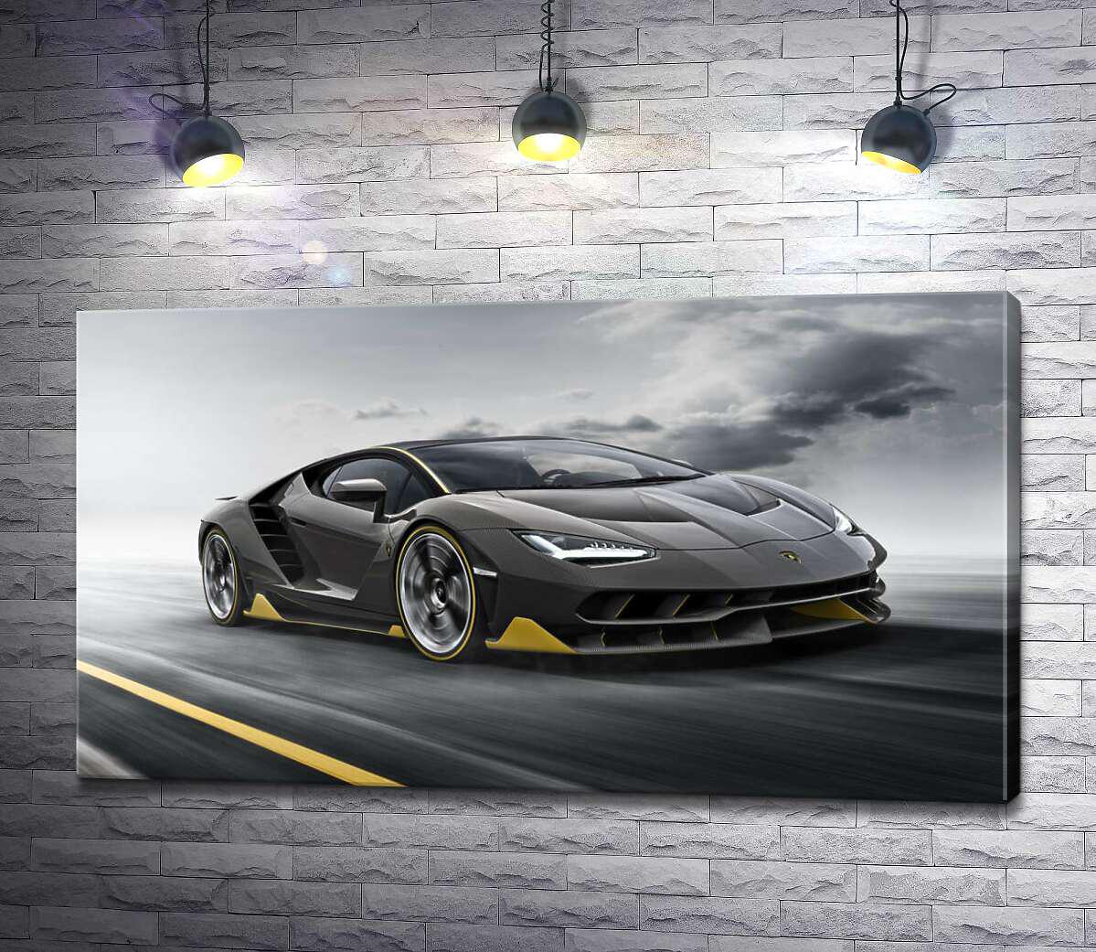 Картина ArtPoster Підсумок столітньої роботи в ювілейному автомобілі Lamborghini Centenario 100x56 см Модуль №1 (000358)